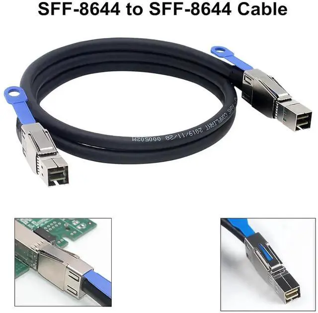 Alt view image 5 of 5 - External Mini SAS HD Cable, SFF-8644 to SFF-8644 Cable, Hard Disk Server Data Sync Transmission Cable, 1Meter/3.3ft, 2 Pack