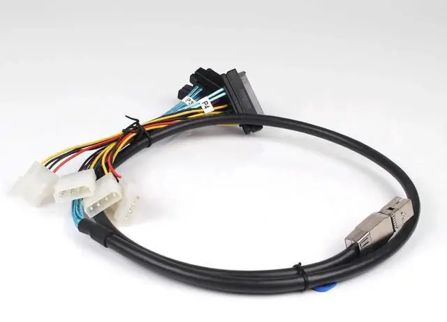Alt view image 2 of 7 - 3.3FT Internal HD Mini SAS SFF-8644 to 4 x SFF-8482 Cable with IDE Power Cable