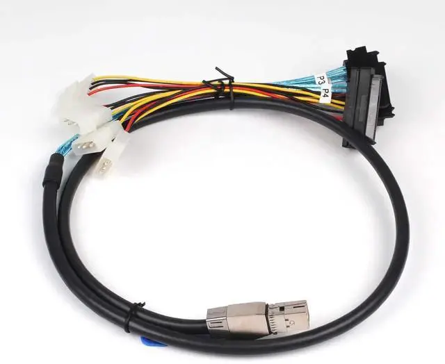 Alt view image 4 of 7 - 3.3FT Internal HD Mini SAS SFF-8644 to 4 x SFF-8482 Cable with IDE Power Cable