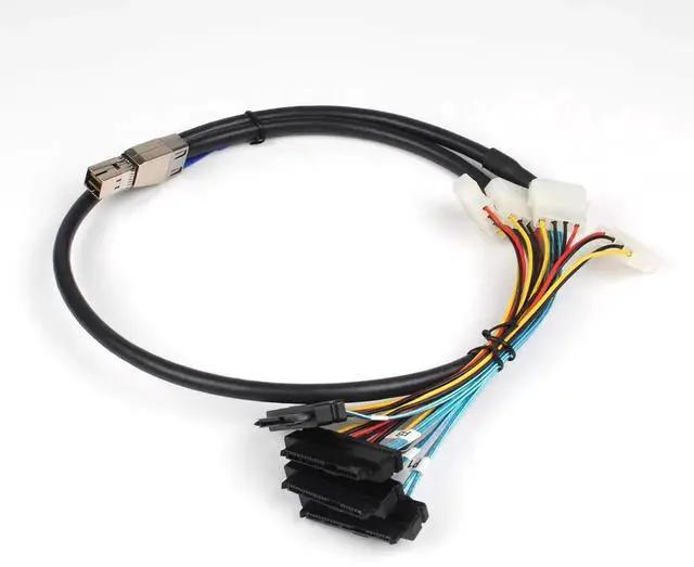 Alt view image 5 of 7 - 3.3FT Internal HD Mini SAS SFF-8644 to 4 x SFF-8482 Cable with IDE Power Cable