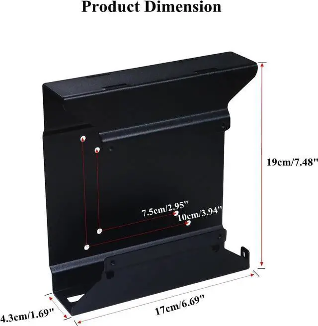 Alt view image 5 of 5 - Mini PC Mount Metal Wall VESA for Micro Computer Display, Under Desk Mount Compatible for 75x75mm or 100x100mm VESA Monitor