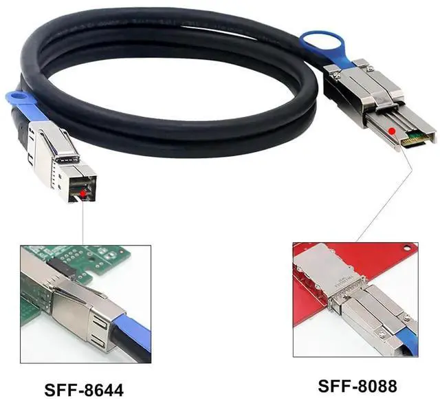 Alt view image 2 of 5 - Mini SAS HD Cable, Mini SAS SFF-8644 to SFF-8088 Cable, 6 Gbps, 2M/6.6FT