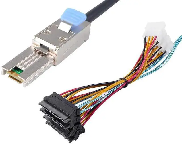 Alt view image 5 of 6 - Mini-SAS SFF-8088 26P to 4 X SAS SFF-8482 29 Pin with Power Cable 2 Meter 6.6FT