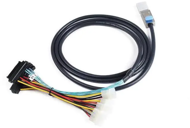 Alt view image 2 of 6 - Mini-SAS SFF-8088 26P to 4 X SAS SFF-8482 29 Pin with Power Cable 2 Meter 6.6FT