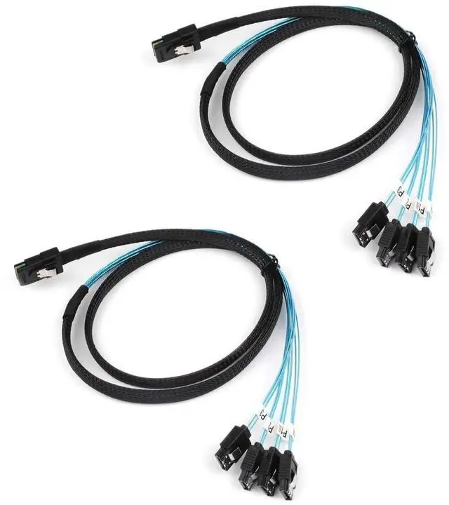 Alt view image 6 of 6 - 2PCS Reversed Cable Mini SAS 36Pin SFF-8087 Male to 4 SATA 7Pin Female Cable, Mini SAS (Target) to 4 SATA (Host) Cable