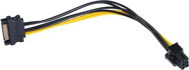 Main image of 15Pin SATA to 6 Pin PCI-Express Video Card Power Adapter Cable, Cable Length 20cm/8inch