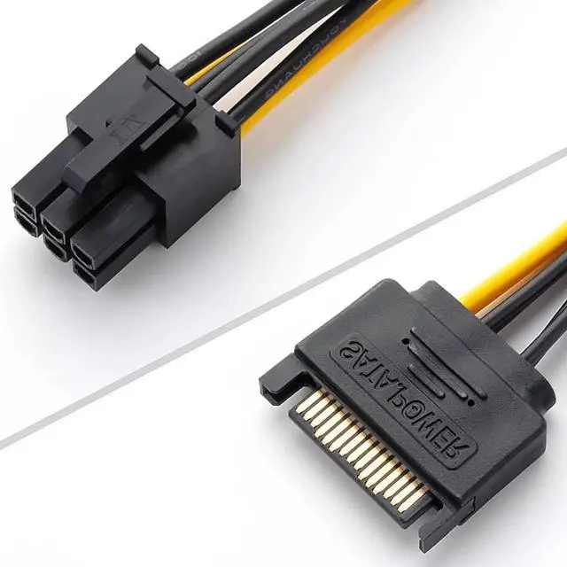 Alt view image 5 of 5 - 15Pin SATA to 6 Pin PCI-Express Video Card Power Adapter Cable, Cable Length 20cm/8inch
