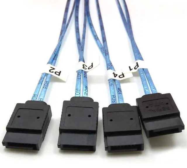 Alt view image 2 of 5 - 2PCS SFF-8644 to 4 Sata 7 Pin Cable, External Mini SAS HD SFF-8644 to 4 Port SATA Cable, Hard Disk Data Server Raid Cable 1 Meter 3.2 FT