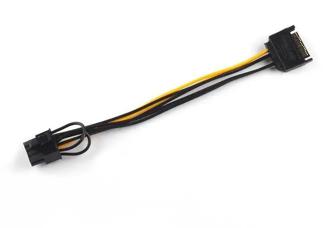 Alt view image 2 of 5 - 15 Pin SATA Male to 8 Pin (6+2 Pin) PCI-Express Female Video Card Power Adapter Cable, 20CM/8inch, 2 Pack