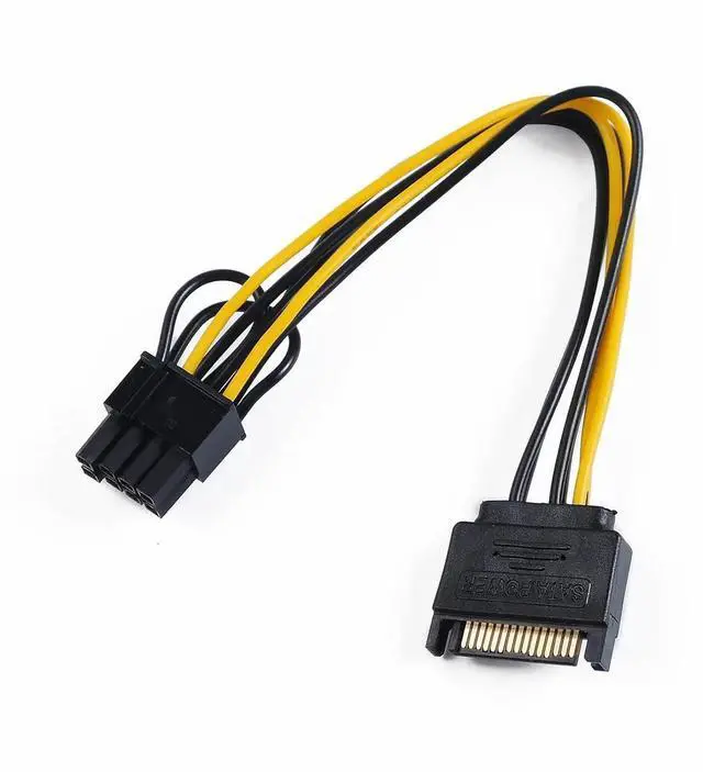 Alt view image 5 of 5 - 15 Pin SATA Male to 8 Pin (6+2 Pin) PCI-Express Female Video Card Power Adapter Cable, 20CM/8inch, 2 Pack