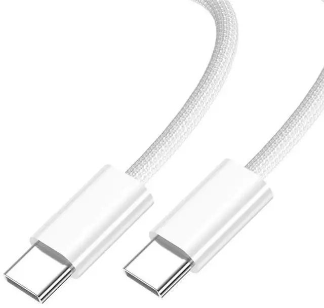 Main image of USB C to C Nylon Braided Cable USB C PD 27W 65W 480Mbps Data Charger Cable White for Phone & Tablet & Laptop 1.0M
