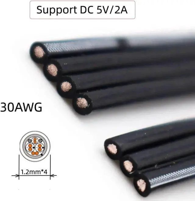 Alt view image 7 of 7 - USB C Short Flat Cable, USB 2.0 Type A Male to USB C Male 4 Wires 5V 2A Charge Data Extension Silicone Cable 4 Wires 30AWG 13cm