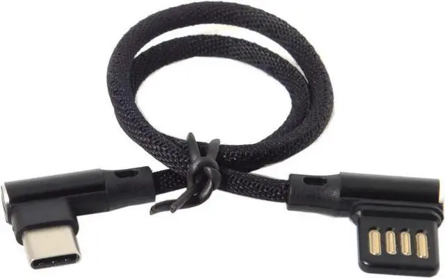 Alt view image 6 of 7 - 5.91 Inch Short USB C Cable,Dual 90 Degree Angled USB 2.0 to USB C Data Charging Extension Nylon Braided Cable for Power Bank
