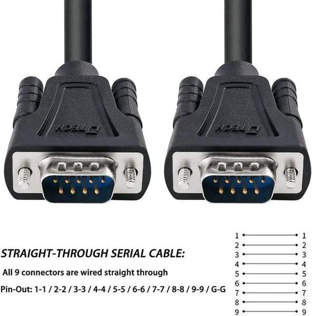 Alt view image 4 of 7 - 15ft DB9 Serial Cable COM Port Male to Male RS232 Straight Through 9 Pin Data Cord