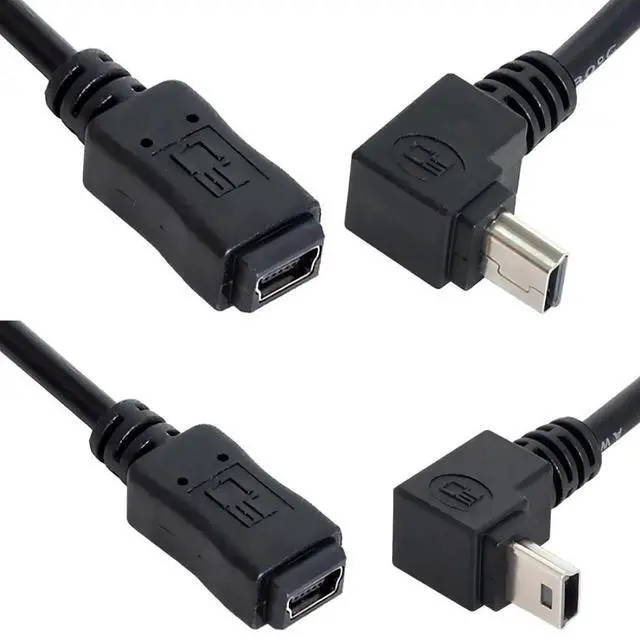 Main image of 2 Pack Mini USB Extension Cable USB 2.0 Mini USB 5Pin Male to Female 90 Degree Angled Data Power Extension Cable Adapter 0.2M