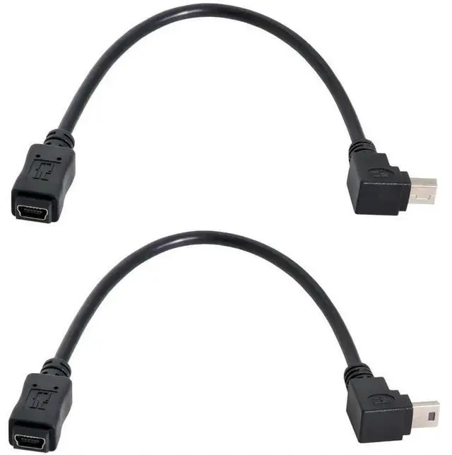 Alt view image 3 of 7 - 2 Pack Mini USB Extension Cable USB 2.0 Mini USB 5Pin Male to Female 90 Degree Angled Data Power Extension Cable Adapter 0.2M
