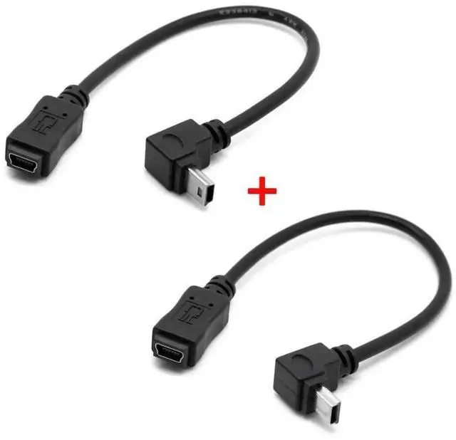 Alt view image 4 of 7 - 2 Pack Mini USB Extension Cable USB 2.0 Mini USB 5Pin Male to Female 90 Degree Angled Data Power Extension Cable Adapter 0.2M
