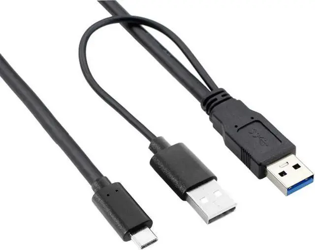 Alt view image 5 of 7 - Type-C USB-C to USB 3.0 Male & USB 2.0 Dual Data Y Cable for Laptop & Hard Disk 60cm
