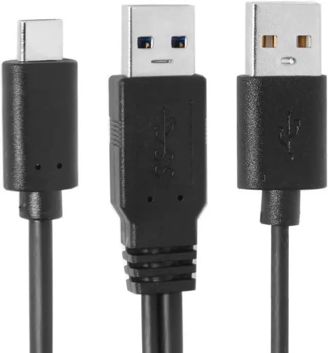 Alt view image 4 of 7 - Type-C USB-C to USB 3.0 Male & USB 2.0 Dual Data Y Cable for Laptop & Hard Disk 60cm