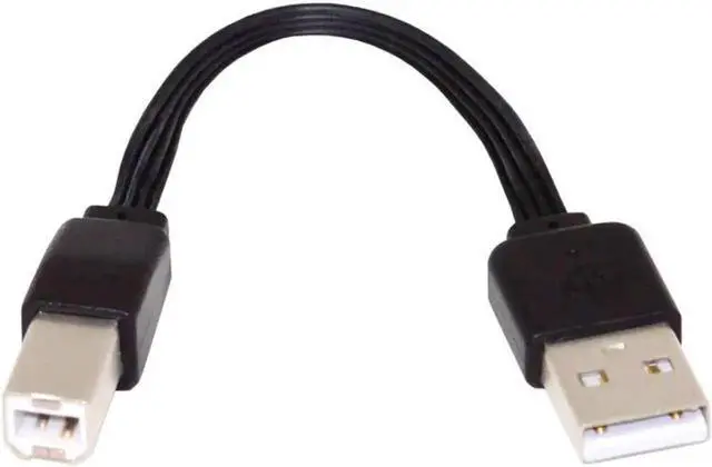 Main image of USB 2.0 Short Flat Cable, USB 2.0 Type A Male to Type B Male 4 Wires 5V 2A Charge Data Extension Silicone Cable 4 Wires 30AWG 13cm