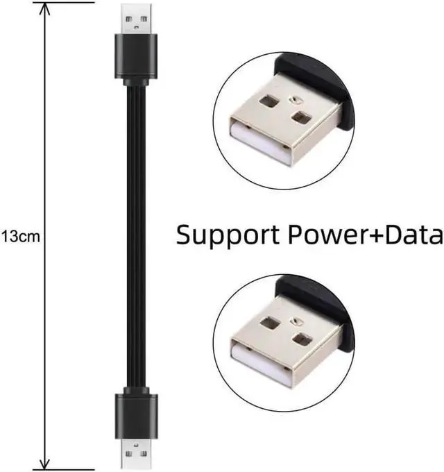 Alt view image 2 of 7 - USB 2.0 Short Flat Cable, USB 2.0 Type A Male to Male 4 Wires 5V 2A Charge Data Extension Silicone Cable 4 Wires 30AWG 13cm