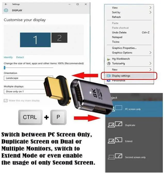 Alt view image 3 of 7 - HDMI 2.1 Magnetic Connector, HDMI Male to Female 90 Degree Left Side 8K@60Hz 4K@120Hz 48Gbps High Speed Gold Plated Gender Change Adapter