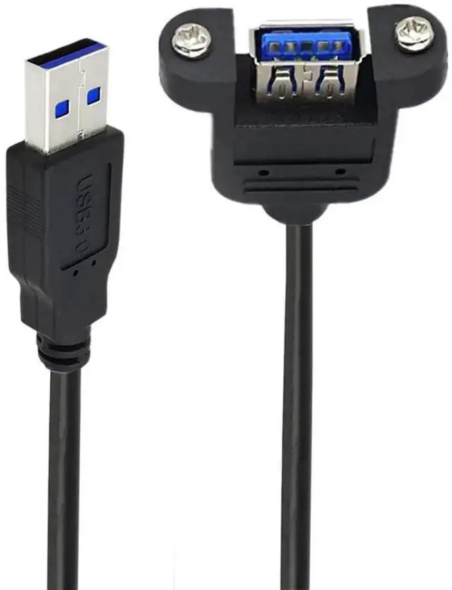 Main image of 0.98FT Short USB Extension Cable, USB 3.0 Male to Female Panel Mount Type Cable with Screws