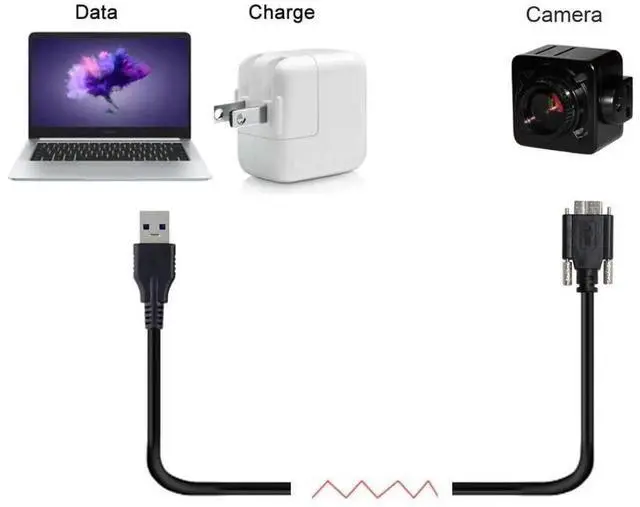 Alt view image 6 of 7 - USB 3.0 Cable USB 3.0 Male to Micro B Male 90 Degree Left Angled Data Transfer Extension Cable with Mount Panel Screws 3.0M