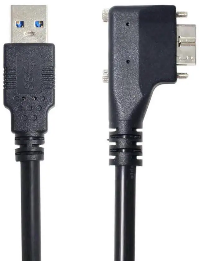 Alt view image 7 of 7 - USB 3.0 Cable USB 3.0 Male to Micro B Male 90 Degree Left Angled Data Transfer Extension Cable with Mount Panel Screws 3.0M
