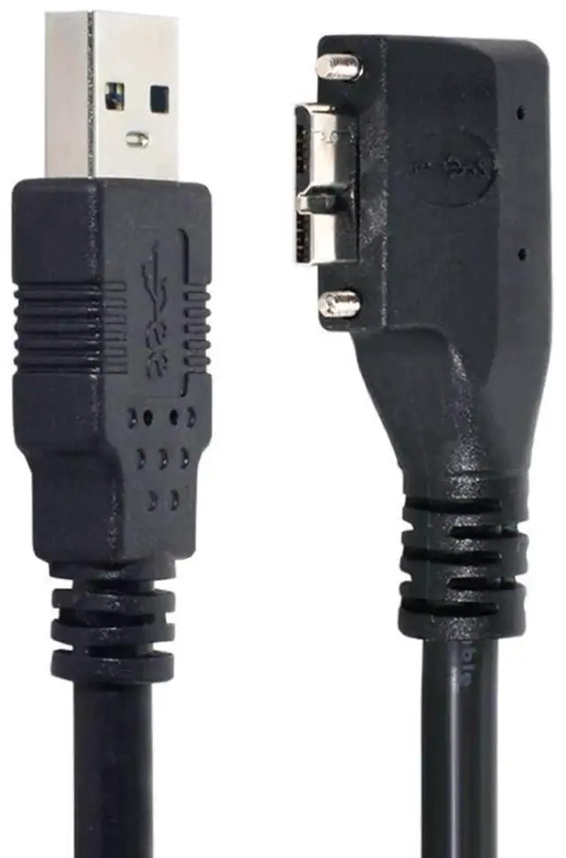 Alt view image 4 of 6 - USB 3.0 Cable USB 3.0 Male to Micro B Male 90 Degree Right Angled Data Transfer Extension Cable with Mount Panel Screws 3.0M