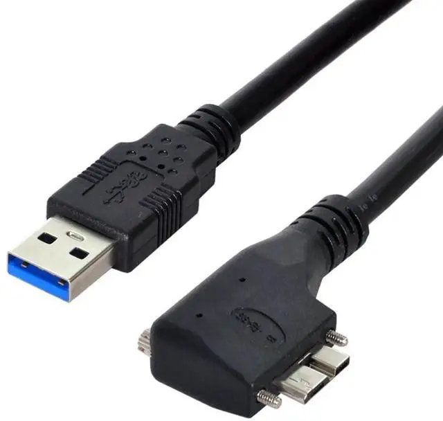 Alt view image 2 of 6 - USB 3.0 Cable USB 3.0 Male to Micro B Male 90 Degree Right Angled Data Transfer Extension Cable with Mount Panel Screws 3.0M