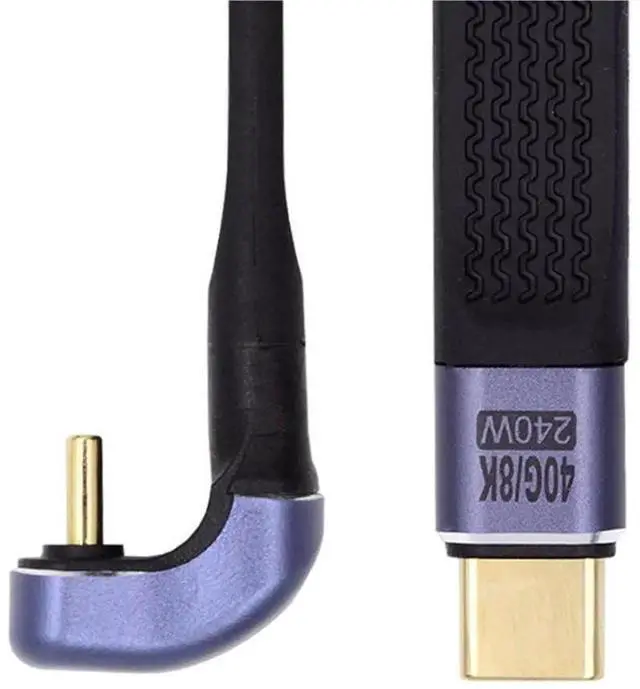 Main image of USB C Short Cable USB4 Type C 40Gbps PD 240W Power 8K@60Hz Slim Flat U Shape Angled Extension Data Cable 13cm