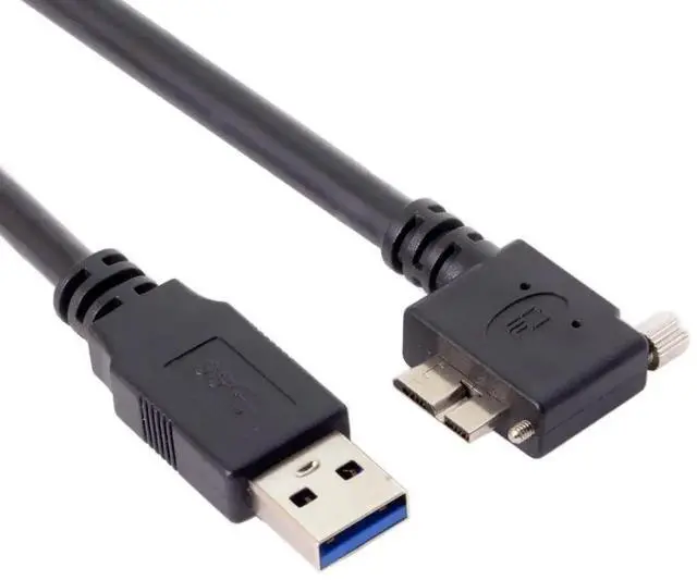 Alt view image 5 of 7 - USB 3.0 Cable USB 3.0 Type A Male to Micro B Male 90 Degree Left Angled Cable with Mount Panel Screws 5.0M