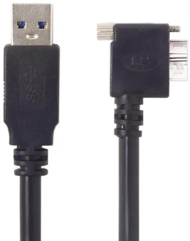 Main image of USB 3.0 Cable USB 3.0 Type A Male to Micro B Male 90 Degree Left Angled Cable with Mount Panel Screws 5.0M