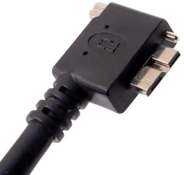 Alt view image 4 of 7 - USB 3.0 Cable USB 3.0 Type A Male to Micro B Male 90 Degree Left Angled Cable with Mount Panel Screws 5.0M