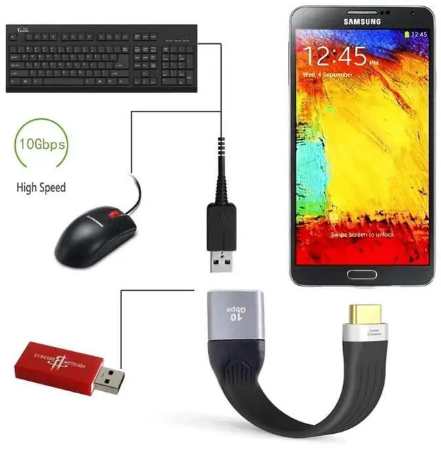 Alt view image 3 of 7 - USB 3.0 Type A Female to USB-C USB 3.1 Type C Male Host OTG Flat Slim FPC Data Cable for Laptop & Phone