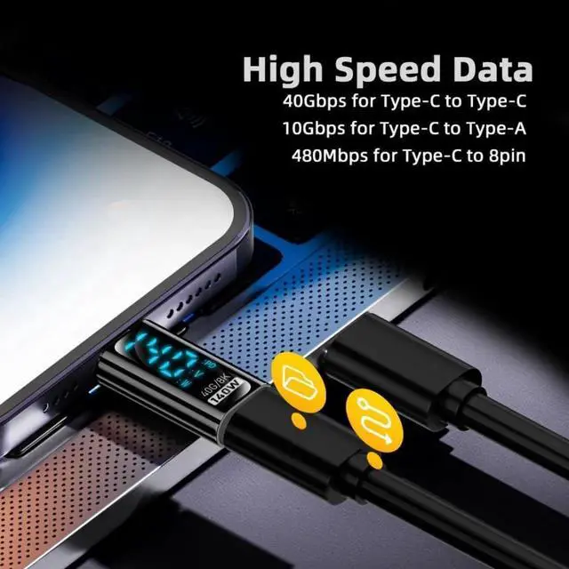 Alt view image 5 of 7 - 3 Pack USB C Digital Display Adapter, USB C to USB 3.0/USB C/8 Pin PD 35W/36W/140W Data Transfer Fast Charging Power Meter Tester Converter Adapter