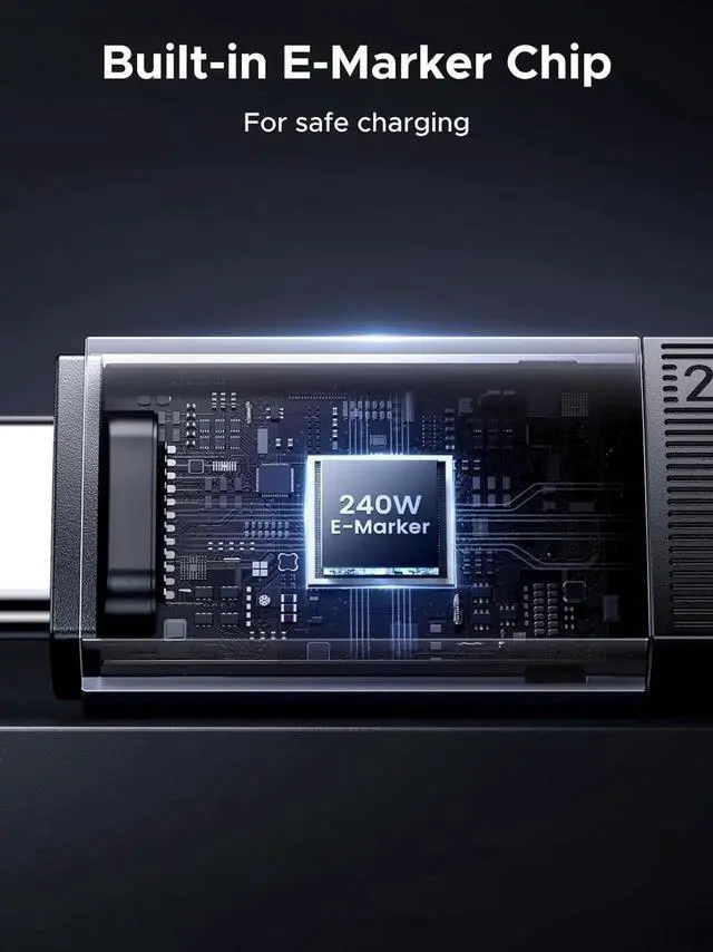 Alt view image 6 of 7 - UGREEN 240W USB C Cable, 40Gbps USB C to USB C Cable USB4.0 GEN3 8K 60Hz PD 3.1 Video Cable Compatible with USB C Monitors, Hubs, Docks, MacBook Air, iPhone 17/16 Pro Max, Galaxy S25/S25 Ultra, 3.3FT