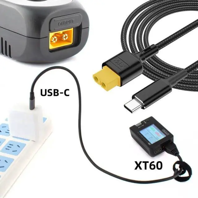 Alt view image 5 of 7 - XT60 Charging Cable,UCB C to XT60 PD 100W 20V 5A SC100 Fast Charger Braided Cable 0.5M for ToolkitRC