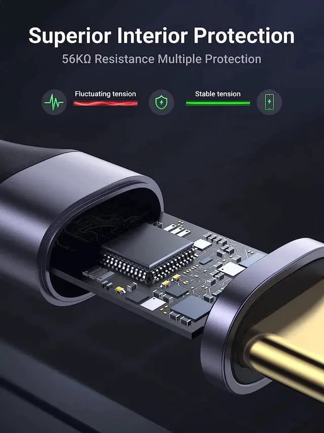 Alt view image 3 of 7 - UGREEN USB to USB C Cable USB C 3.0 Cable 5Gbps Data Transfer Type C Cable Fast Charging Nylon Braided Cord for Android Auto/iPhone 16/Galaxy S21 S20 A53 A71/iPad Mini 6/Switch/PS5 Controller, 3.3FT