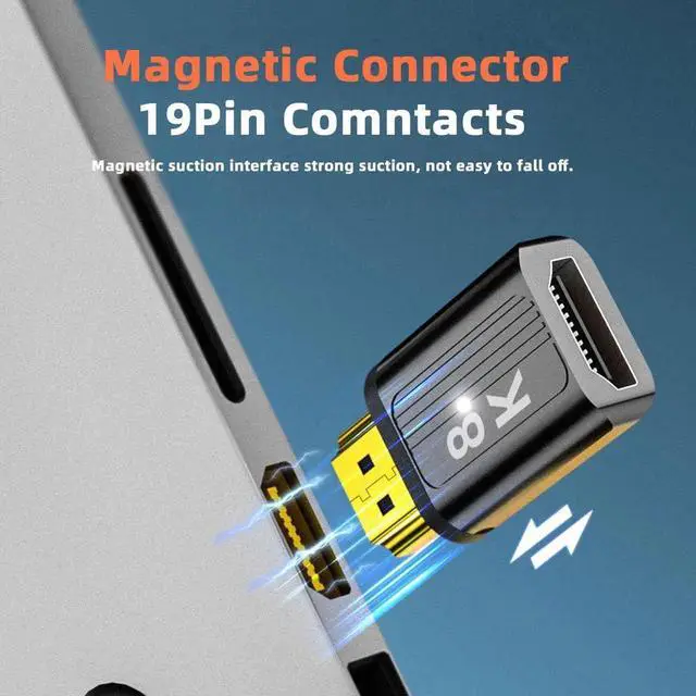 Alt view image 4 of 7 - HDMI Magnetic Connector HDMI 2.1 Male to Female 19Pin Contacts 8K Video Adapter for Laptop HDTV