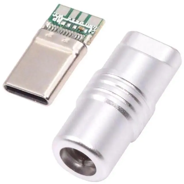 Main image of USB C DIY Connector Aluminum Alloy USB 3.0 Type C Male Plug Port Repair Replacement Solder Adapter for OD 4.0-6.0mm Cable Silver