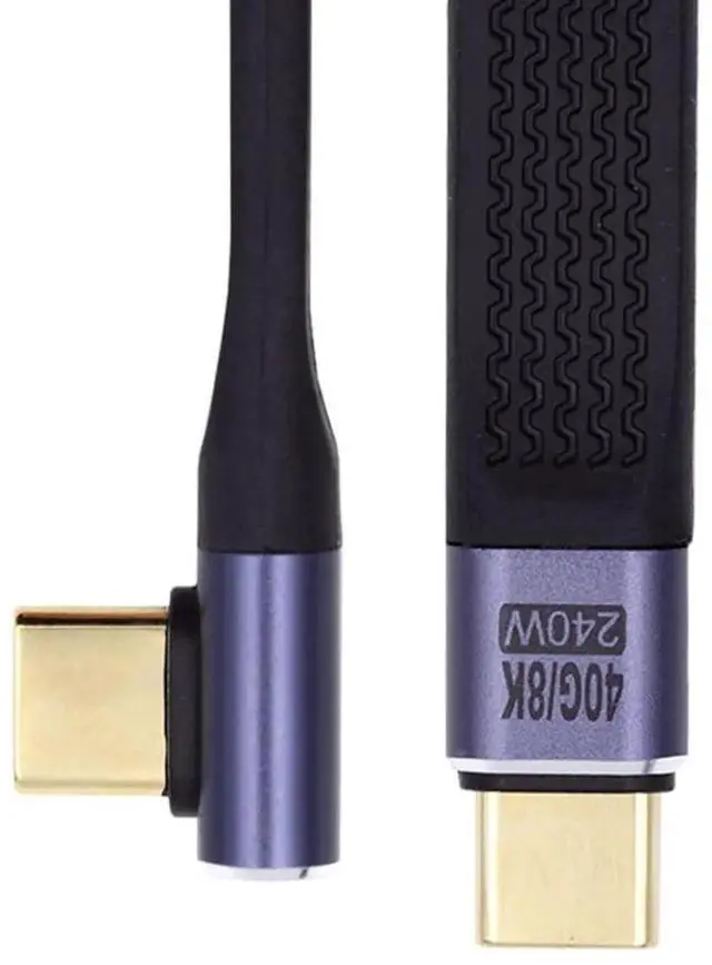 Main image of USB C USB4 40Gbps 240W 100W 8K Flat Slim FPC Data Cable Low Profile Angled for Laptop Phone 13cm