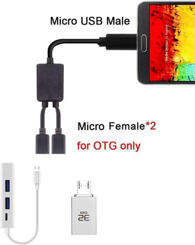 Alt view image 6 of 6 - USB 1 to 2 OTG HUB Cable USB2.0 Splitter with Chipset for Laptop PC Mouse Flash Disk