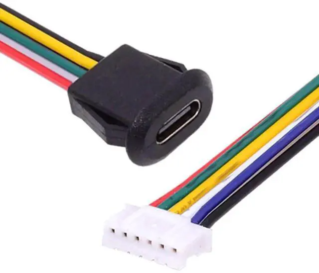 Alt view image 2 of 7 - 5 Pack 2.0mm Pitch 6Pin to USB C Female DC 5V/20V PD Power Flush Mount Charging Socket Port Conversion Cable Adapter