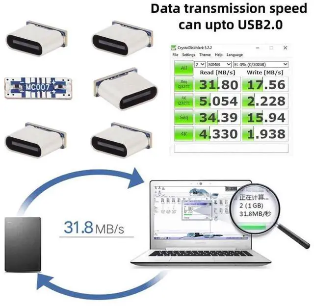 Alt view image 4 of 7 - 5 Pack USB C DIY Connector,Micro USB 5Pin to USB C Female Socket Port Repair Replacement Solder Adapter Standard Pinout