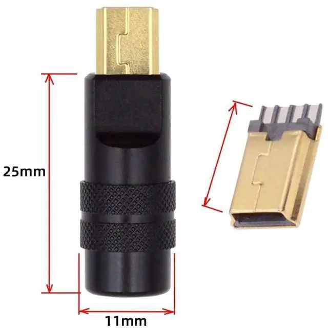 Alt view image 4 of 7 - Mini USB DIY Connector Aluminum Alloy Mini USB 2.0 5Pin Male Plug Port Repair Replacement Solder Adapter for OD 4.0-6.0mm Cable