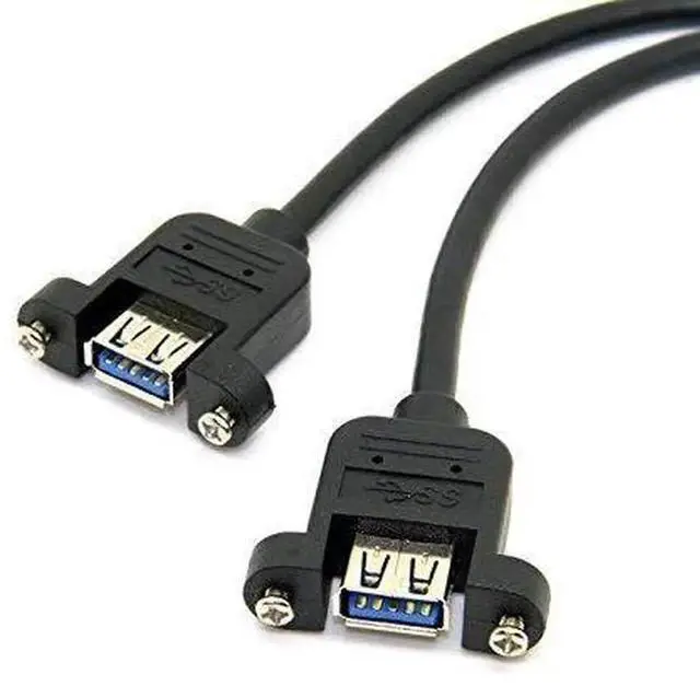 Alt view image 4 of 4 - USB 3.0 Dual Ports A Female Screw Mount Type to Motherboard 20pin Header Cable Black