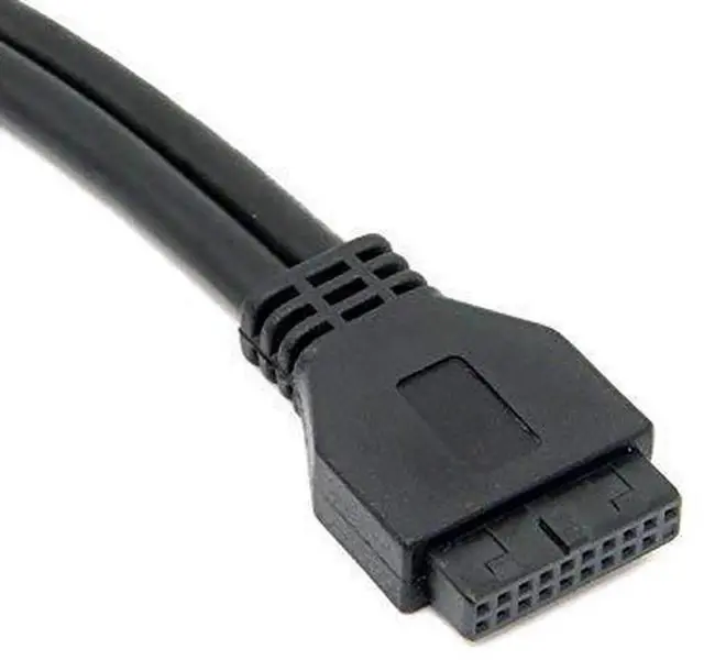 Alt view image 3 of 4 - USB 3.0 Dual Ports A Female Screw Mount Type to Motherboard 20pin Header Cable Black