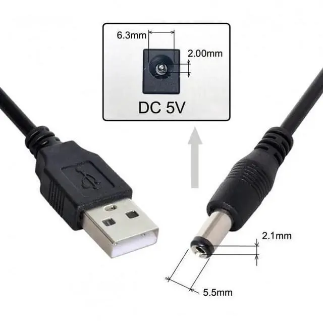 Alt view image 4 of 7 - USB 2.0 to DC 5V 5.5x2.1mm Power Plug Barrel Connector Charge Cable 100cm